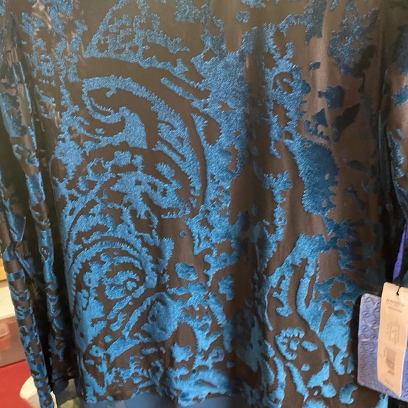 New Simply Vera Woman’s Aqua Blue Shear fancy top with Velvet, Medium - Picture 11 of 11